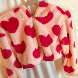 Pink Heart Pattern Puffer Jacket
